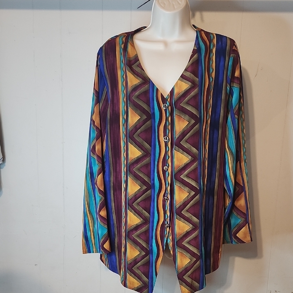 M Maggie Sweet Multicolor Geometric Women's Top